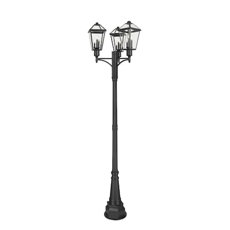 Z-Lite Talbot 3 Light Outdoor Post Mount Fixture, 29.5in. W x 115in. H, Black 579PHBR-3-564P-BK